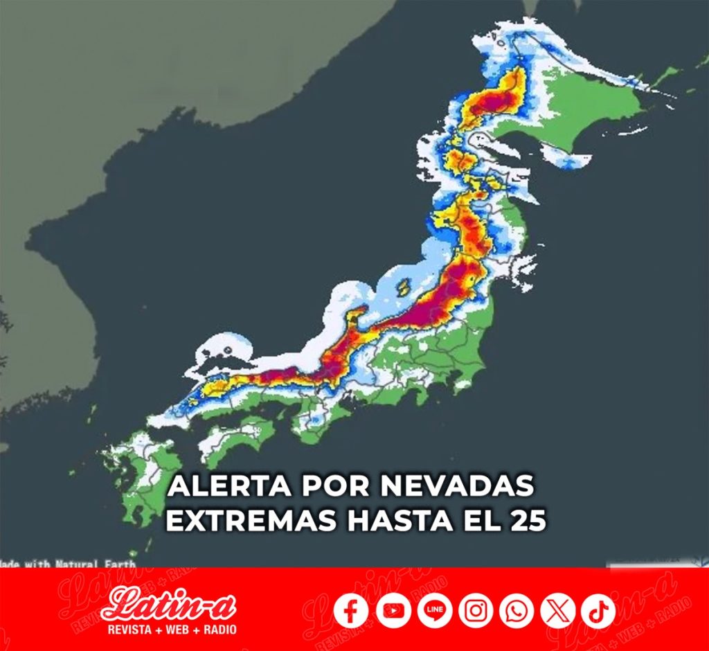 Alerta por fuertes nevadas hasta el 25: riesgo de colapsos viales en gran parte de Japón