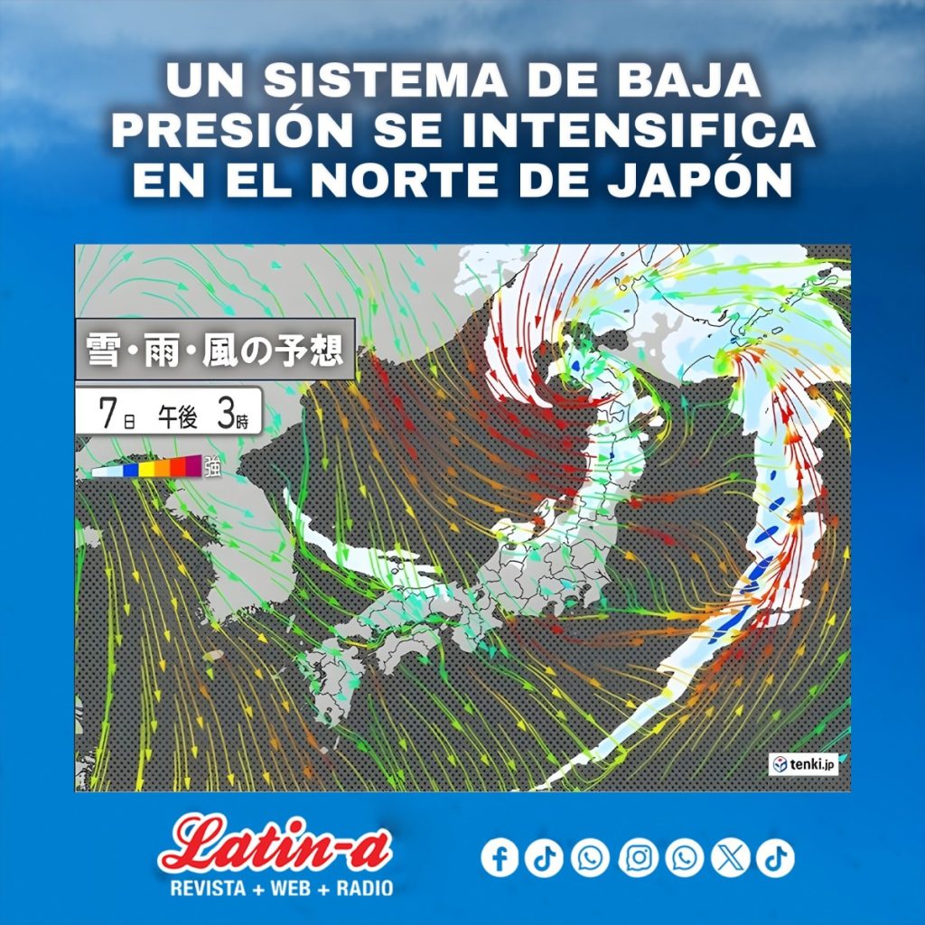 UN SISTEMA DE BAJA PRESIÓN SE INTENSIFICA EN EL NORTE DE JAPÓN