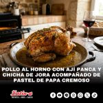 Pollo al horno con ají panca y chicha de jora