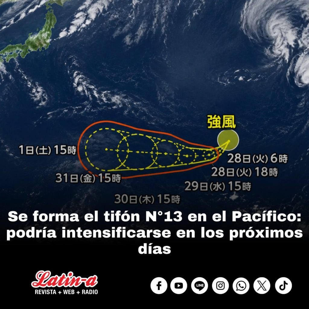 Se forma el tifón N°13 en el Pacífico: podría intensificarse en los próximos días
