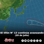 El tifón N° 13 continúa avanzando