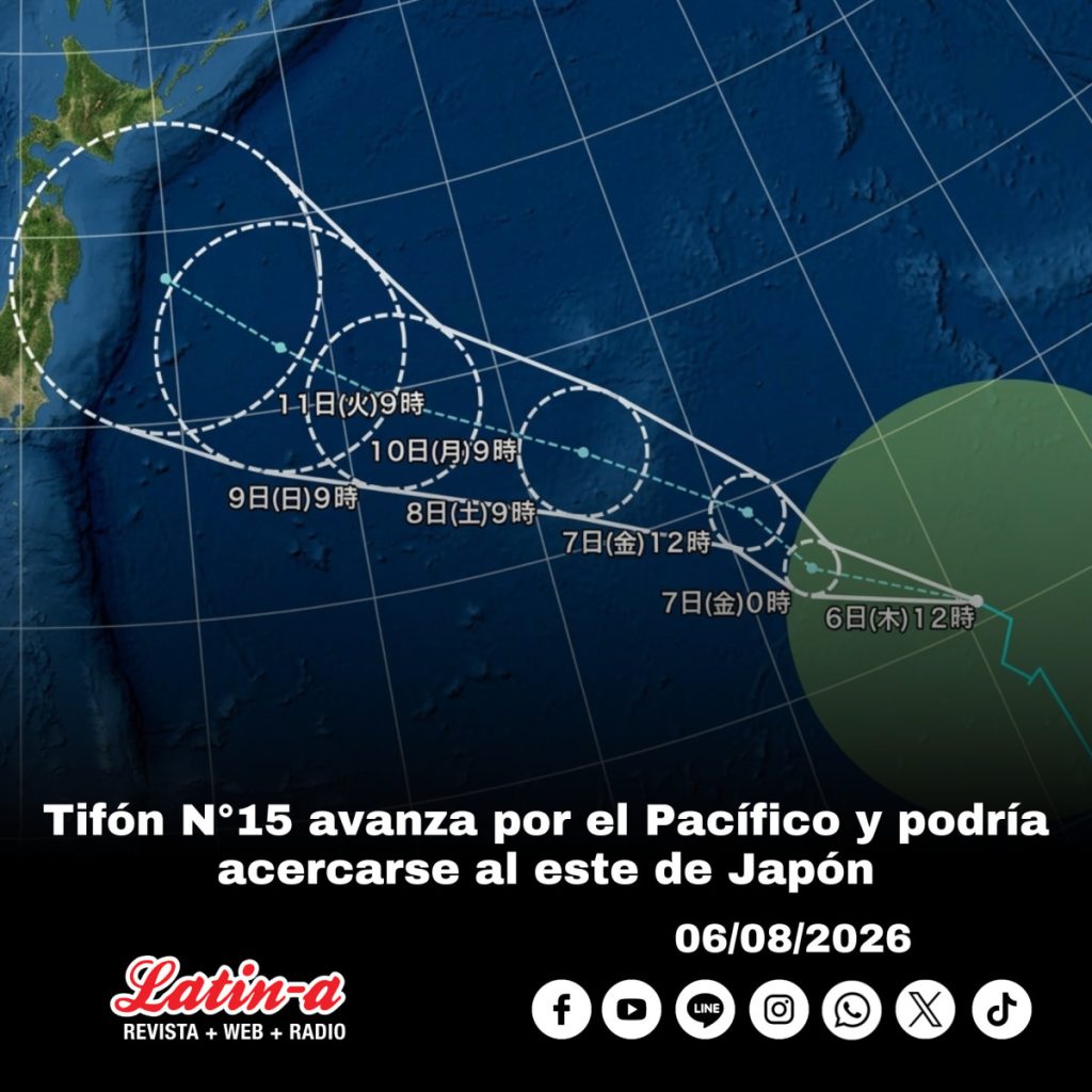 Tifón N°15 avanza por el Pacífico y podría acercarse al este de Japón
