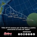 Tifón N°15 avanza por el Pacífico y podría acercarse al este de Japón
