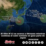 El tifón N°13 se acerca a Okinawa mientras continúa el calor extremo en gran parte de Japón
