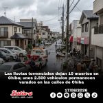 Las lluvias torrenciales dejan 10 muertos en Chiba; unos 2.500 vehículos permanecen varados en las calles de Chiba