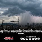 Lluvias y tormentas eléctricas afectan a varias regiones de Japón; continúa el intenso calor del verano