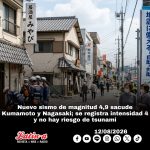 Nuevo sismo de magnitud 4,9 sacude Kumamoto y Nagasaki; se registra intensidad 4 y no hay riesgo de tsunami