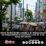 Kanto tendrá un día soleado y de intenso calor; las temperaturas se acercarán a los 35 °C en zonas del interior