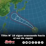 El tifón N° 18 sigue avanzando hacia el sur de Japón