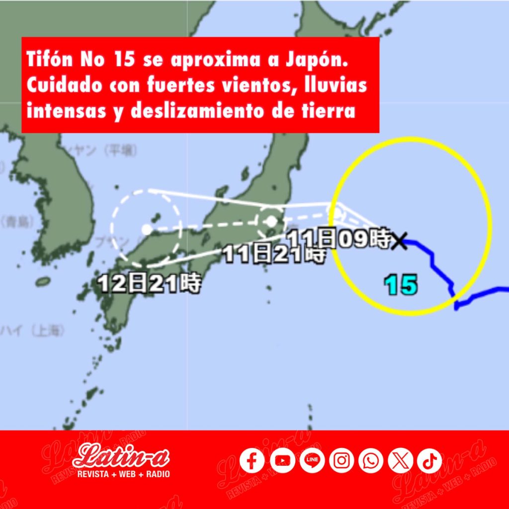 El tifón número 15 se aproxima a Japón. Cuidado con deslizamientos de tierra y fuertes vientos