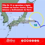 El tifón número 15 se aproxima a Japón. Cuidado con deslizamientos de tierra y fuertes vientos