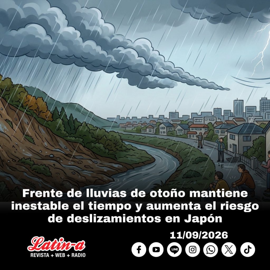Frente de lluvias de otoño mantiene inestable el tiempo y aumenta el riesgo de deslizamientos en Japón
