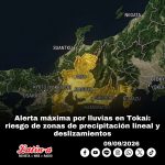 Alerta máxima por lluvias en Tokai: riesgo de zonas de precipitación lineal y deslizamientos