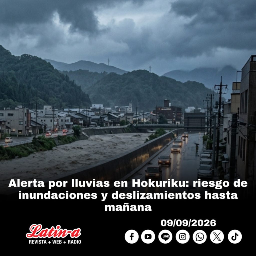 Alerta por lluvias en Hokuriku: riesgo de inundaciones y deslizamientos hasta mañana