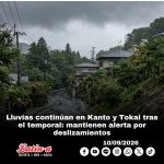 Lluvias continúan en Kanto y Tokai tras el temporal: mantienen alerta por deslizamientos