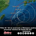Tifón N.º 26 se acercará a Okinawa: podría provocar vientos de hasta 60 m/s y efectos prolongados