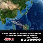 El tifón número 30, Champi, se fortalece y avanza hacia Okinawa y Taiwán