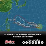 El tifón n.º 30, Champi, avanza por el Pacífico occidental