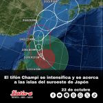 El tifón Champi se intensifica y se acerca a las islas del suroeste de Japón
