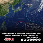 Japón vuelve a quedarse sin tifones, pero podría formarse el número 30 en las próximas horas