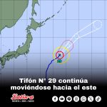 Tifón N° 29 continúa moviéndose hacia el este