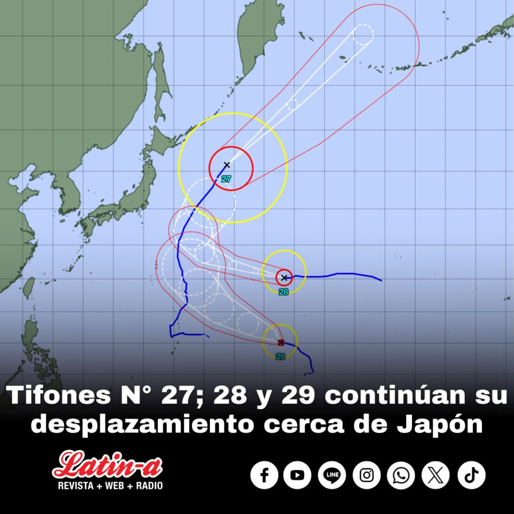 Tifones N° 27; 28 y 29 continúan su desplazamiento cerca de Japón