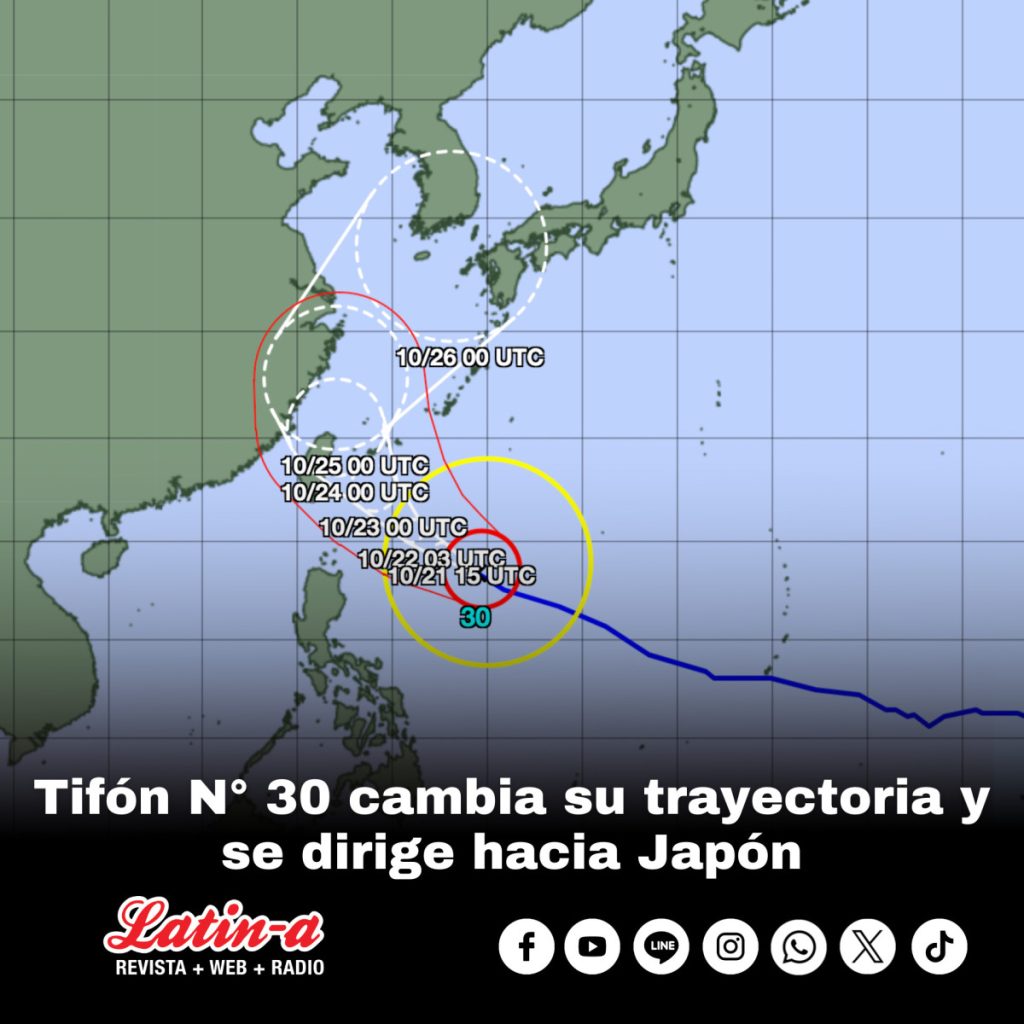 Tifón N° 30 cambia su trayectoria y se dirige hacia Japón